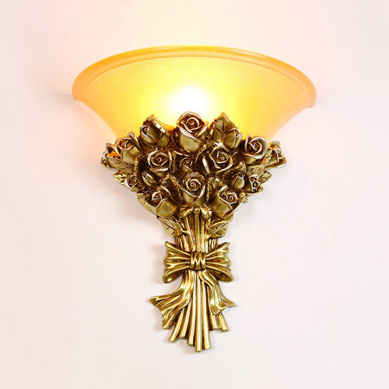 European Creative Bouquet Shape Resin Glass 1-Light Wall Sconce Lamp