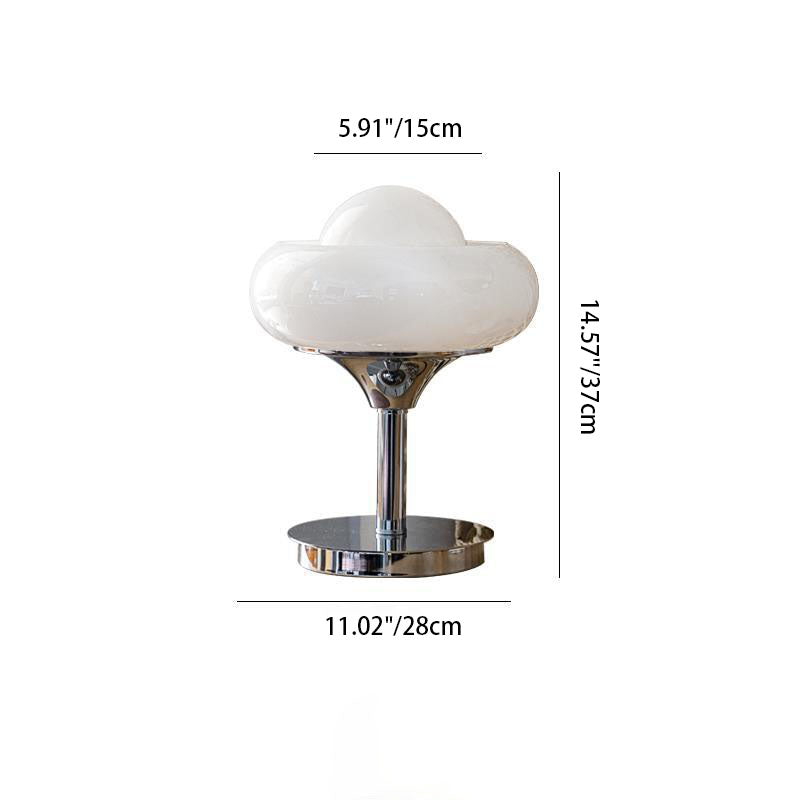Contemporary Simplicity Silver Finish Frame Custard Tart Glass Shade 1-Light Table Lamp For Study