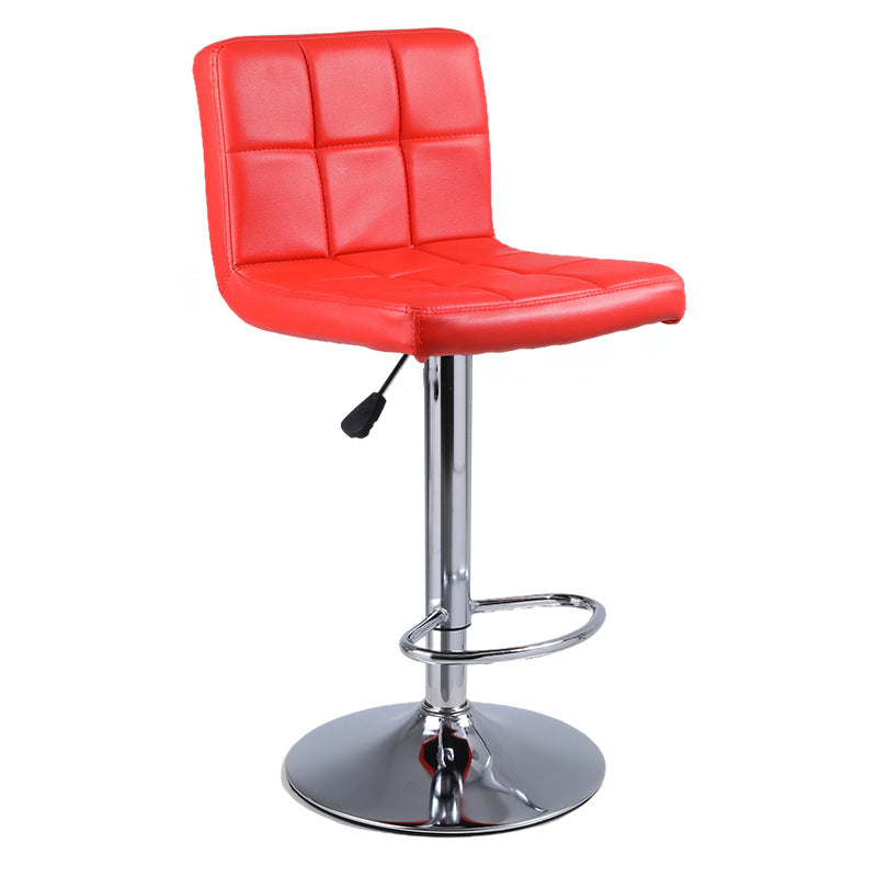Contemporary Simplicity Square PU Leather Adjustable Swivel Bar Stool Backrest Footrest For Dining Room