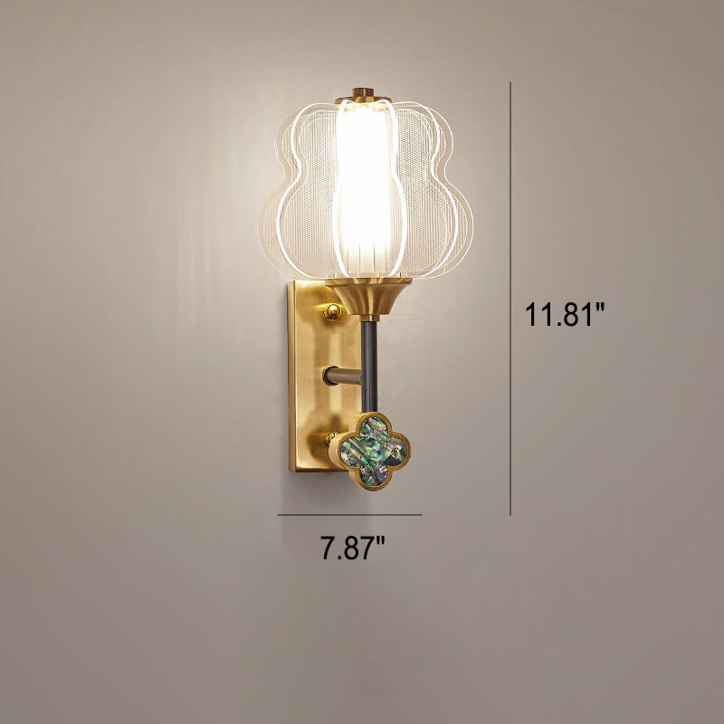 مصباح حائط LED بتصميم صيني مصنوع من النحاس والأكريليك بالكامل بتصميم إبداعي