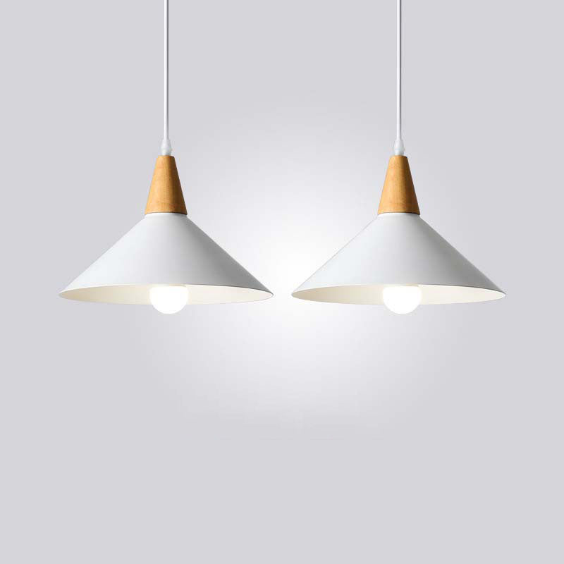 Japanese Simplicity Log Cone Iron 1-Light Pendant Light