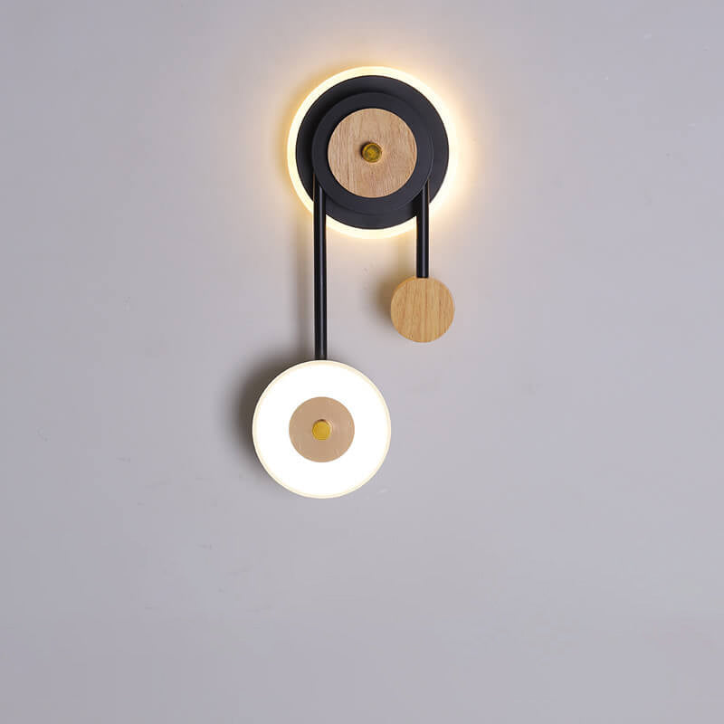 Nordic Creative Round Wood Acrylic Ring LED Wall Sconce Lamp