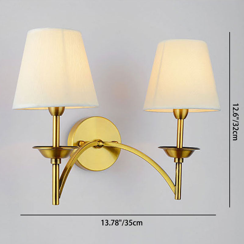Modern Mid-Century Iron Fabric Cylinder 1/2 Light Wall Sconce Lamp For Bedside