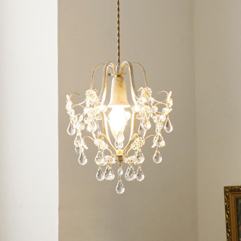 Traditional Vintage Pendant Transparent Iron Crystal 1-Light Pendant Light For Living Room