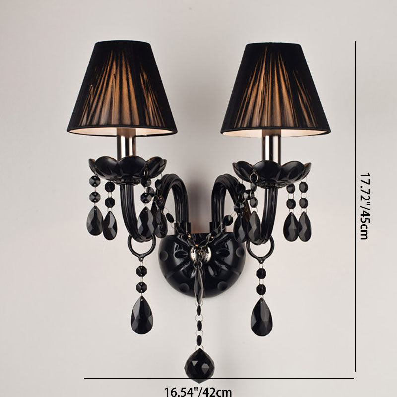 Traditional European Round Table Petal Shaped Crystal Glass 1/2 Light Wall Sconce Lamp For Living Room