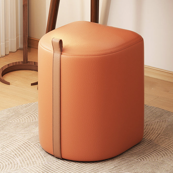 Contemporary Nordic Faux Leather Cylinder Vanity Stool For Bedroom