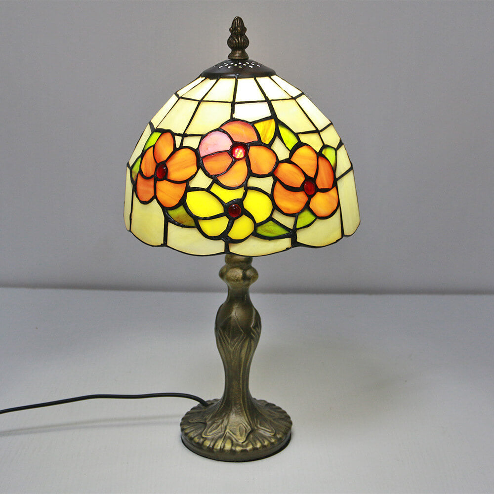 Tiffany Decorative Flower Umbrella Rose Alloy Stained Glass 1-Light Table Lamp