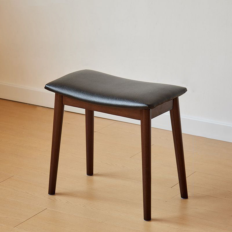 Modern Minimalist Rectangular Soft PU Leather Wood Vanity Stool For Bedroom