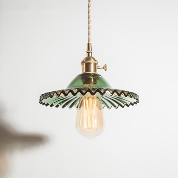 Textured Glass 1-Light Dome Lace Pendant Light