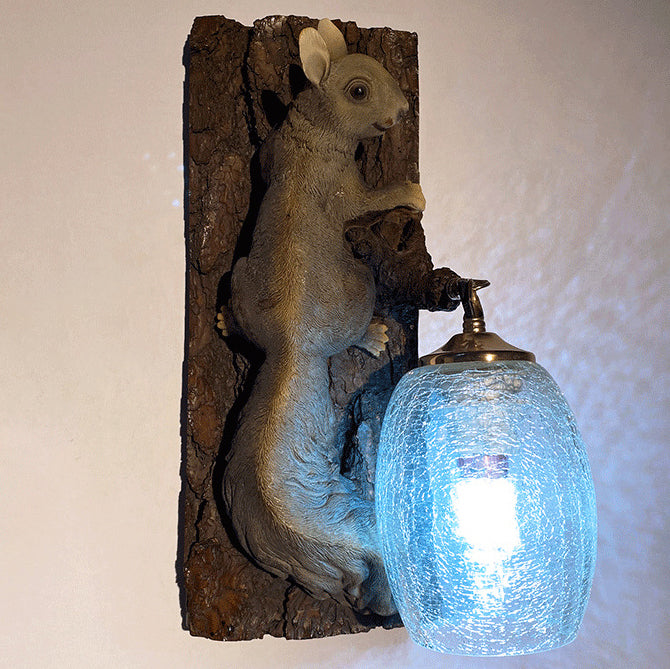 Nordic Vintage Resin Squirrel Glass 1-Light Wall Sconce Lamp