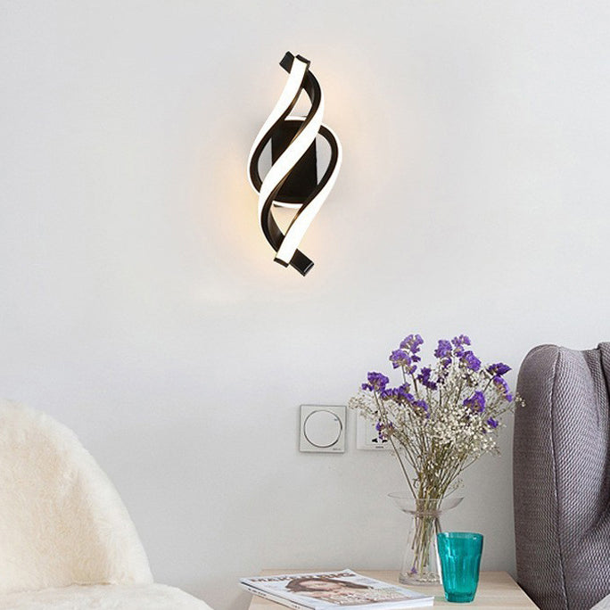 مصباح حائط LED بتصميم شريط حلزوني من الألومنيوم بتصميم إبداعي حديث لغرفة المعيشة