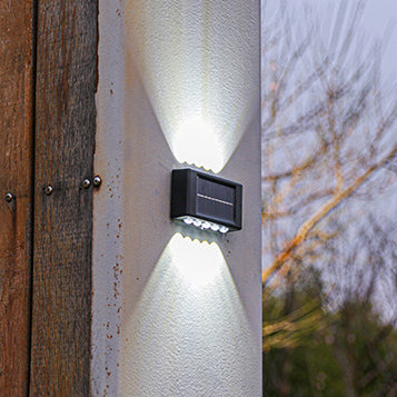 モダンでシンプルなソーラー防水長方形ABS PVC LED壁取り付け用燭台ランプ(屋外パティオ用)