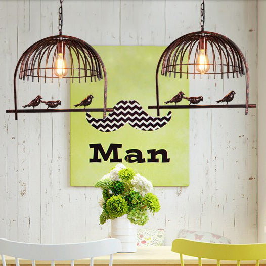Contemporary Retro Cage Iron 1-Light Pendant Light For Dining Room