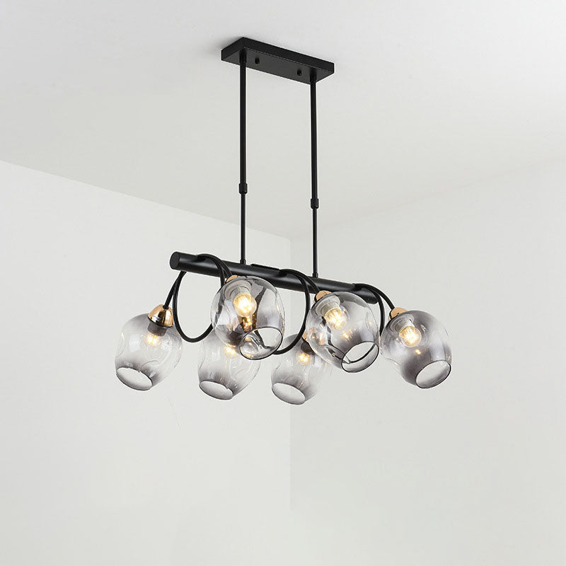 Nordic Light Luxury Gradient Glass Linear 6/8/10 Light Island Light Chandelier