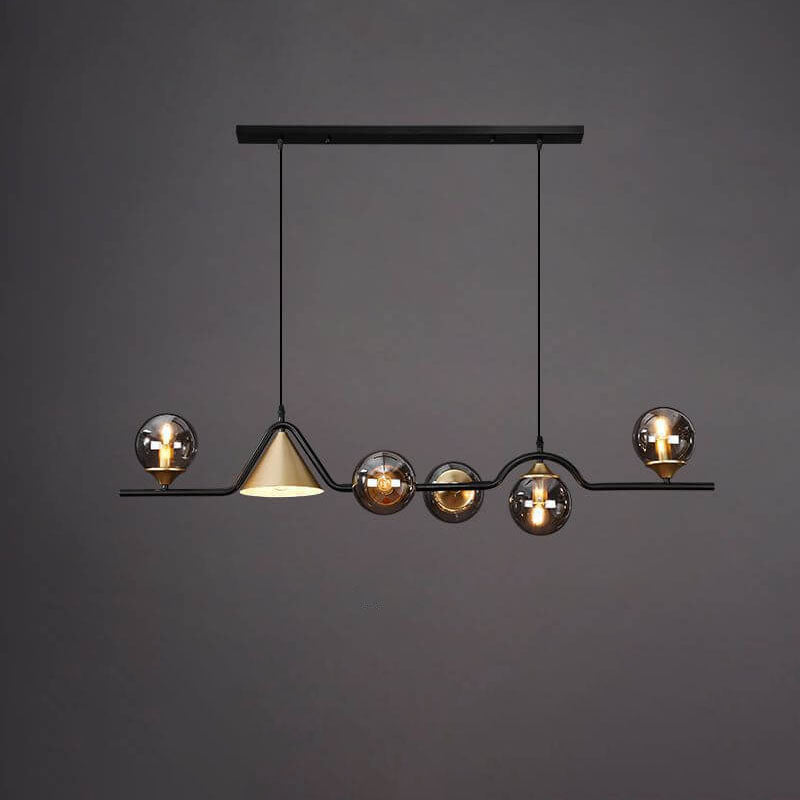 Contemporary Creative Glass Long Ball 4/5/6-Light Island Light Chandelier For Dining Room