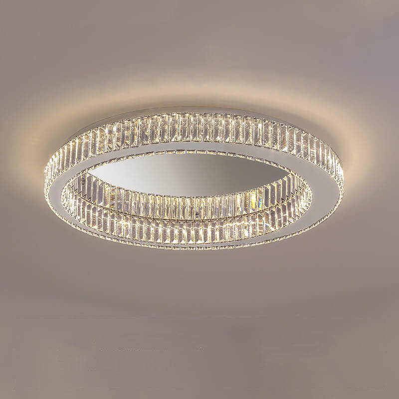 Modern Round Flush Mount Lighting Crystal LED Ceiling Light
