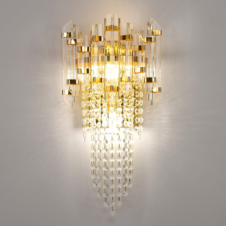 Modern Luxury Crystal Tassel Gold 2/3 Light Wall Sconce Lamp