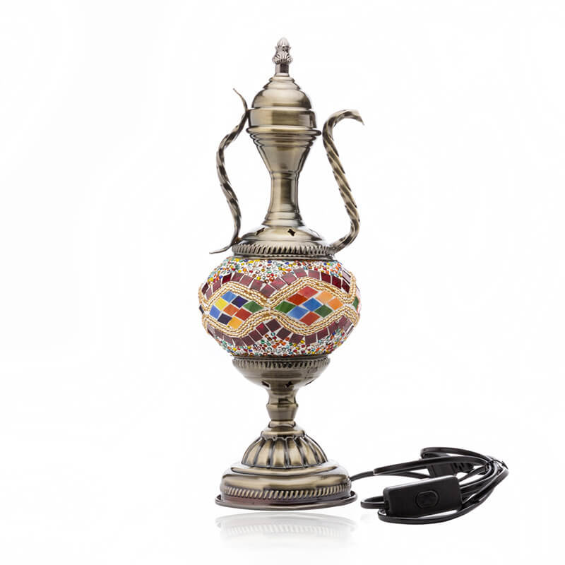 Turkish Vintage Handmade Glass Coffee Pot Design 1-Light Table Lamp