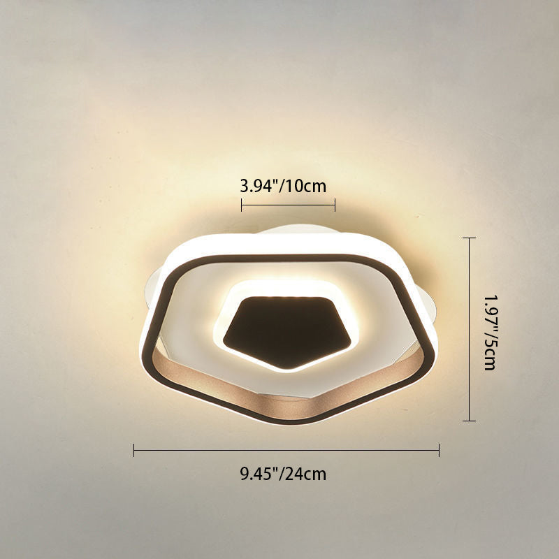 مصباح سقف LED معدني هندسي معاصر من الحديد بتصميم اسكندنافي، يُثبّت في الردهة