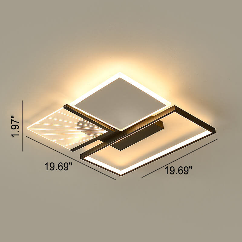Modern Minimalist Geometric Shapes Black White Iron LED Flush Mount Light
