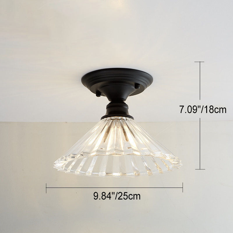 Nordic Vintage Glass Floral Round Geometry 1-Light Semi-Flush Mount Ceiling Light