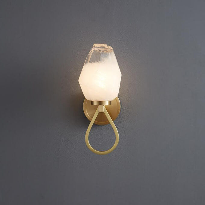 Modern Luxury Brass Geometrical Glass Shade 1-Light Wall Sconce Lamp For Bedroom