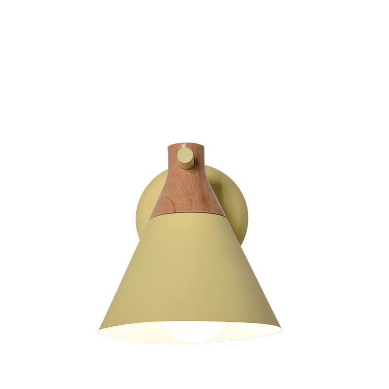 Nordic Solid Wood Macaron Cone Shade 1-Light Wall Sconce Lamp