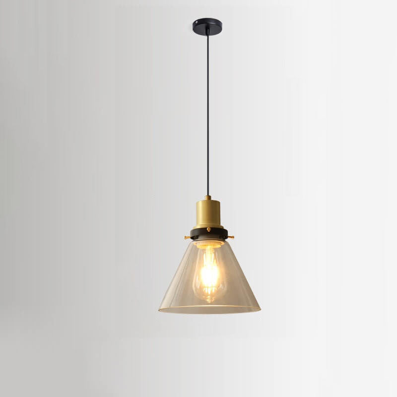 Vintage Minimalist Semi-Circular Cone Cup Iron Glass 1-Light Pendant Light