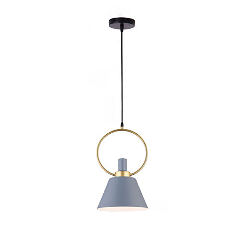 Contemporary Nordic Cone Shade Gold Ring 1-Light Pendant Light For Dining Room