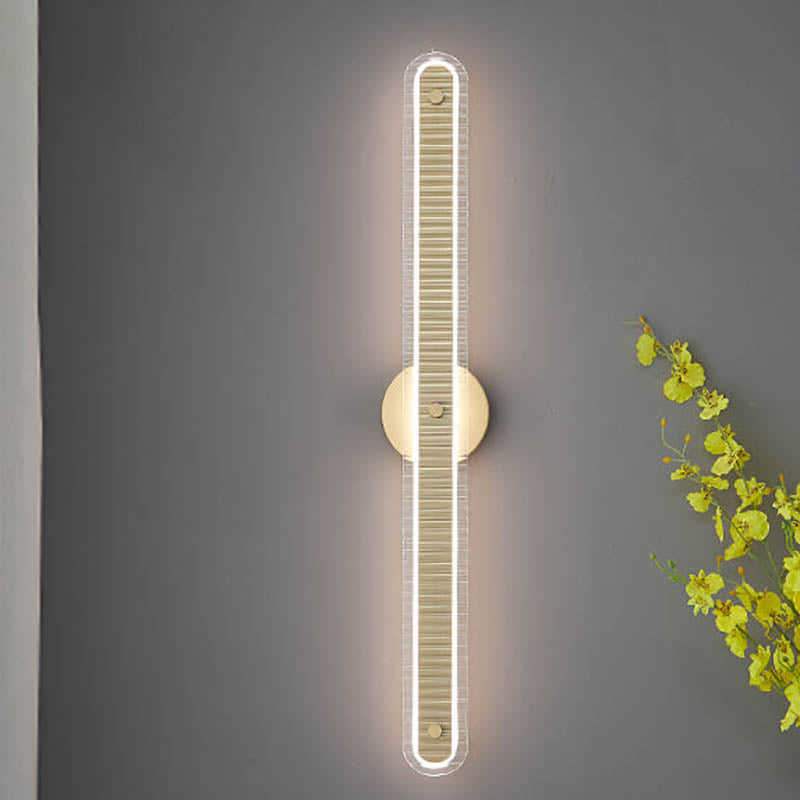Modern Luxury Long Strip Copper Glass LED Wall Sconce Lamp