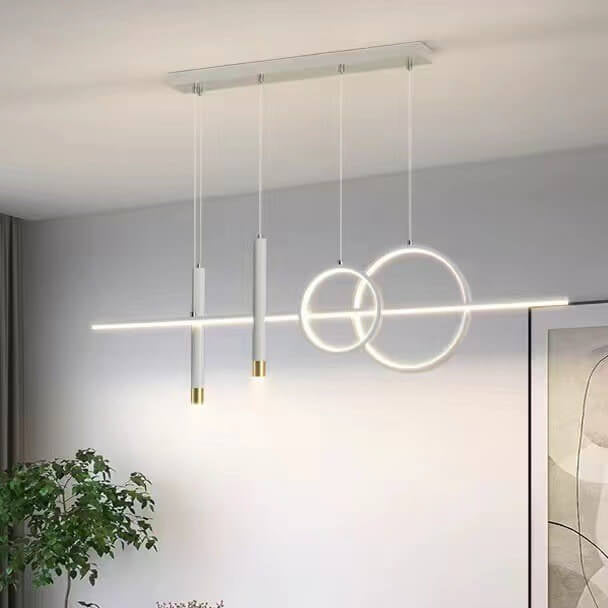 ثريا جزيرة LED مصنوعة من شريط سيليكون حديدي بتصميم عصري بسيط لغرفة الطعام