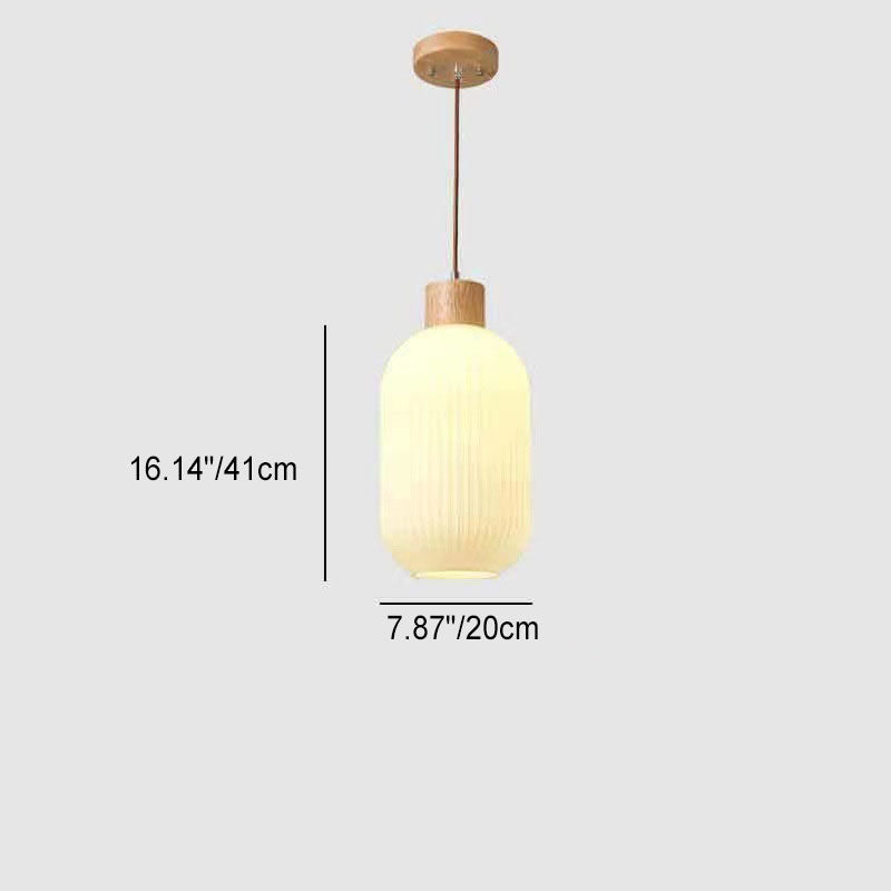 Japanese Minimalist Log Wood Strip Glass Jar 1/2/3 Light Island Light Chandelier