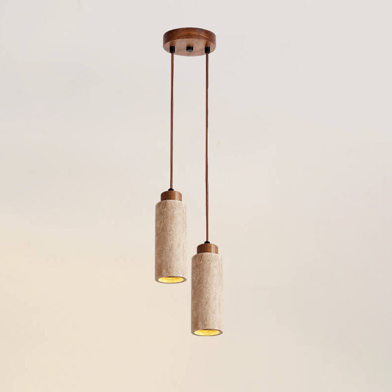 Japanese Wabi-sabi Solid Wood Stone 1/2/3-Light Island Light Chandelier