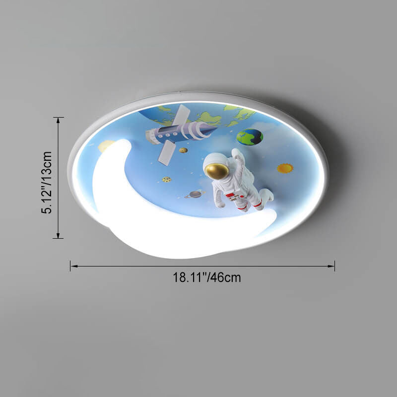 Nordic Minimalist Cartoon Resin Round LED Flush Mount Ceiling Light