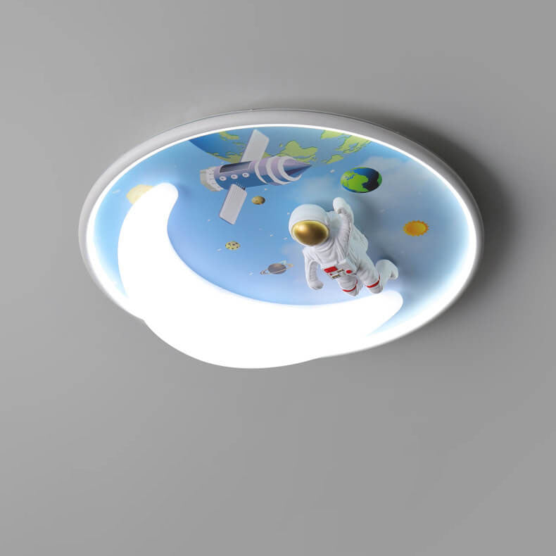 Nordic Minimalist Cartoon Resin Round LED Flush Mount Ceiling Light