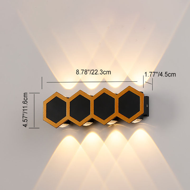 Contemporary Creative Waterproof Aluminum Honeycomb Shape PC Lens LED Wall Sconce Lamp For Outdoor Patio