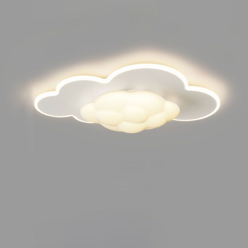 Modern Art Deco Cream Clouds Plastic Iron LED Flush Mount Ceiling Light For Living Room