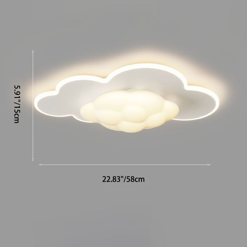 Modern Art Deco Cream Clouds Plastic Iron LED Flush Mount Ceiling Light For Living Room