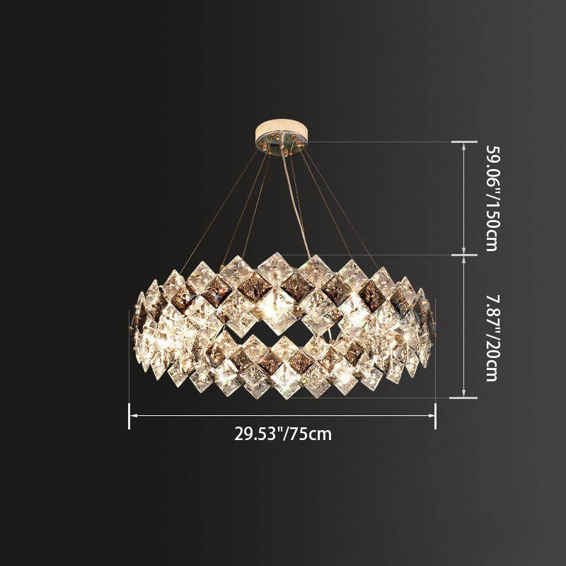 Contemporary Luxury Crystal Diamond Circle Plated Hardware 5/6/7/8/10/14 Light Chandelier For Living Room