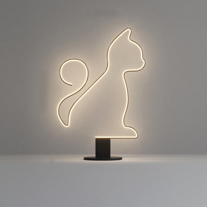 Contemporary Creative Iron Aluminum Acrylic Cat Dog LED Standing Floor Lamp For Bedroom