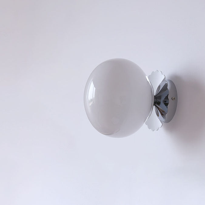 Modern Vintage Minimalist Iron Glass Round Head 1-Light Wall Sconce Lamp