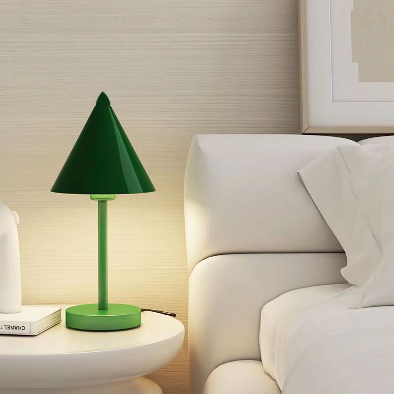 Modern Minimalist Iron PVC Cone 1-Light Table Lamp For Bedroom