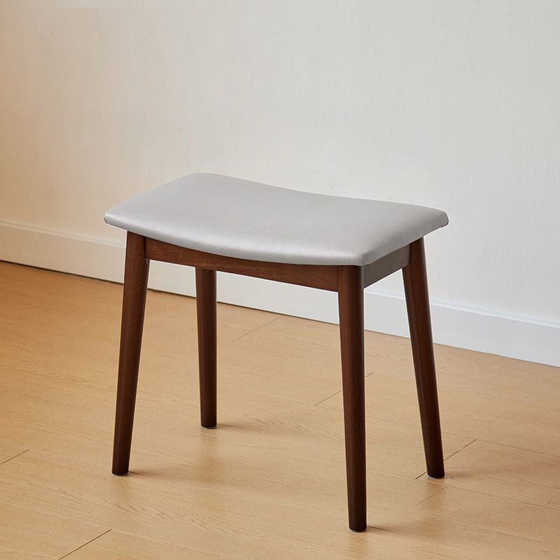 Modern Minimalist Rectangular Soft PU Leather Wood Vanity Stool For Bedroom
