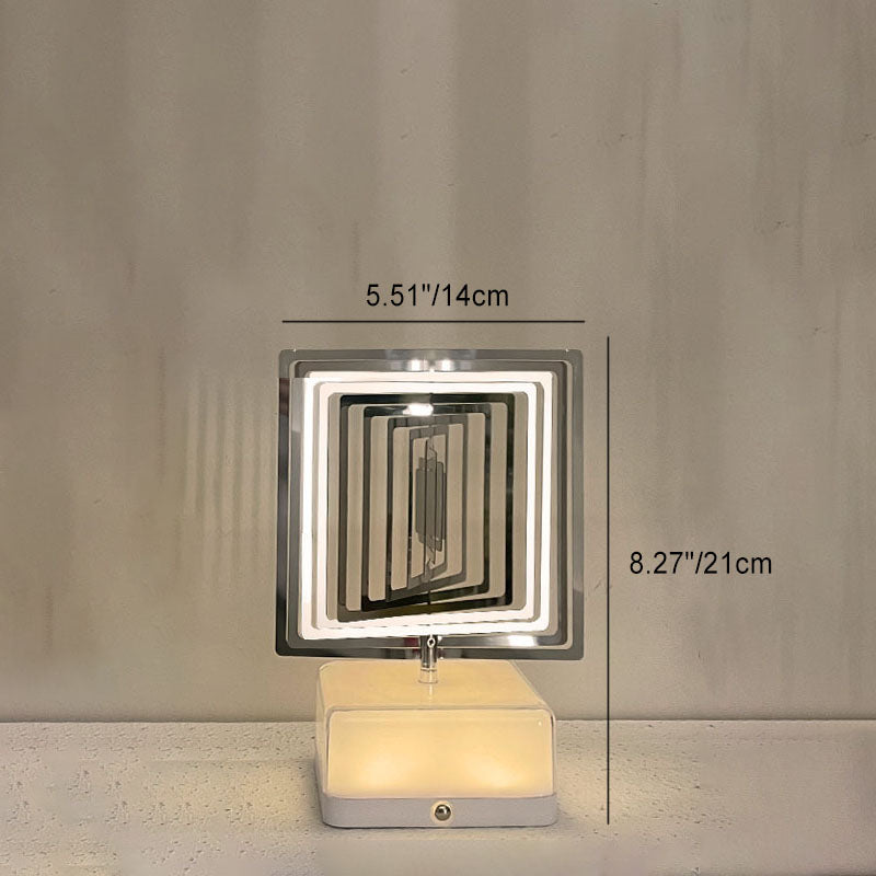 Modern Art Deco Stainless Steel ABS Cubic Base Multishape Rechargeable USB LED Table Lamp Night Light For Bedside