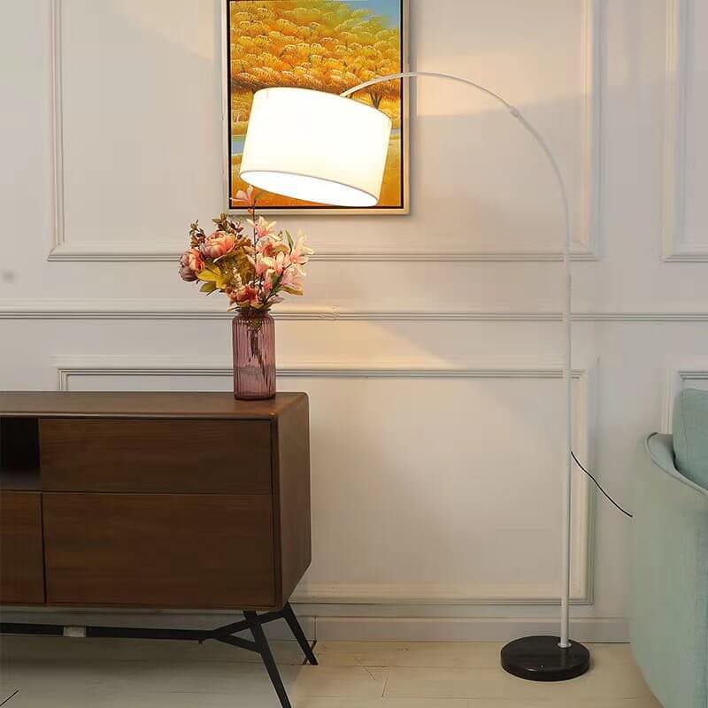Nordic Creative Fabric Column Shade Fishing Rod 1-Light Standing Floor Lamp
