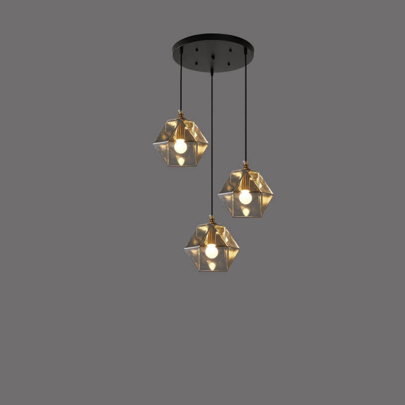 Nordic Light Luxury Wrought Iron Glass 1/3-Light Chandelier