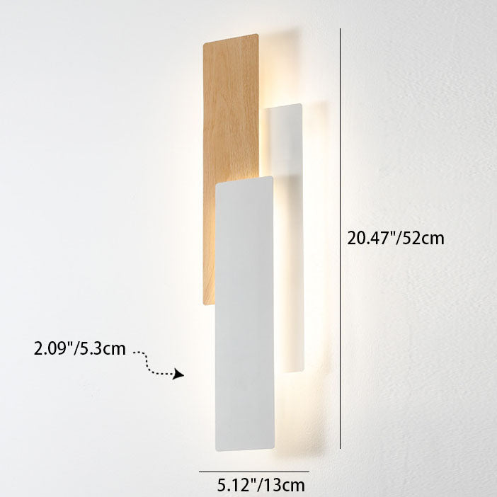 مصباح حائط LED بتصميم هندسي مستطيل الشكل وعصري وبسيط من الخشب