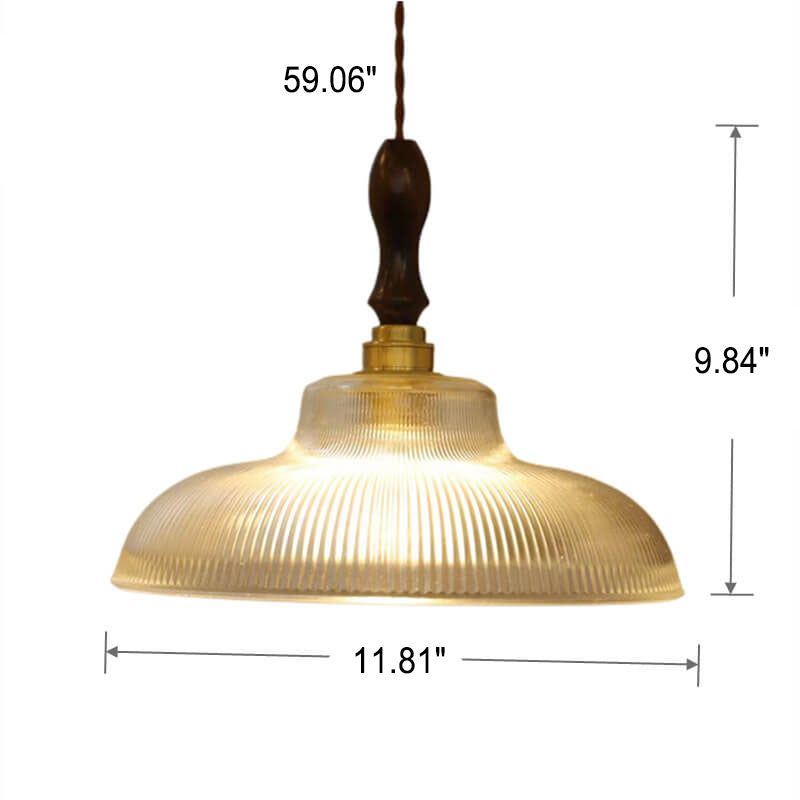 مصباح معلق عتيق من خشب الجوز النحاسي على شكل قبة زجاجية على شكل زهرة، مزود بمصباح واحد