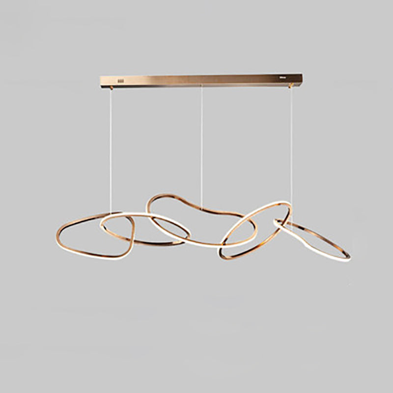 Contemporary Nordic Stainless Steel Round Toroidal LED Chandeliers For Dining Room