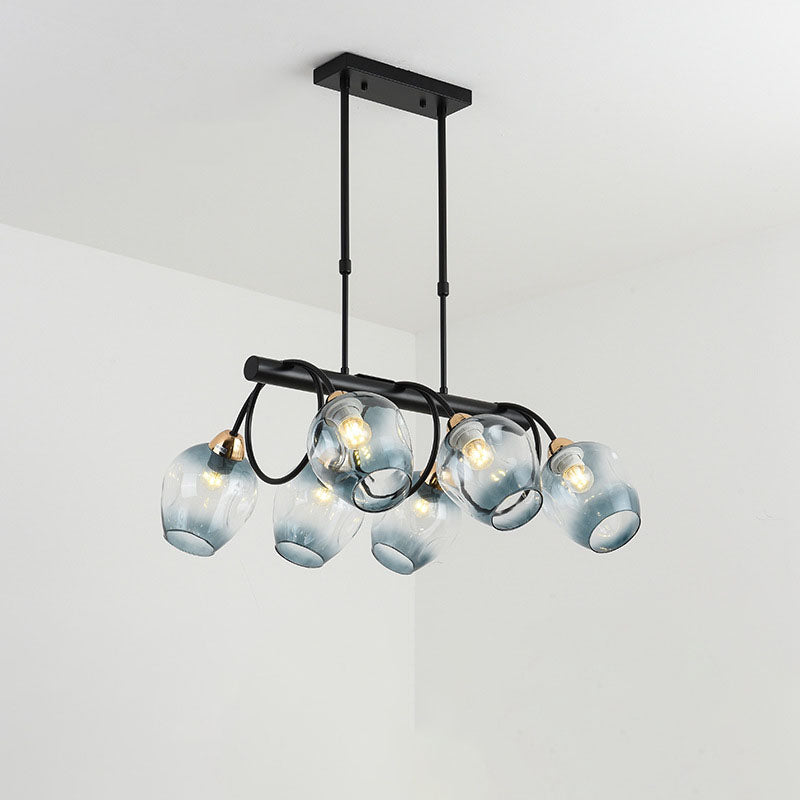 Nordic Light Luxury Gradient Glass Linear 6/8/10 Light Island Light Chandelier